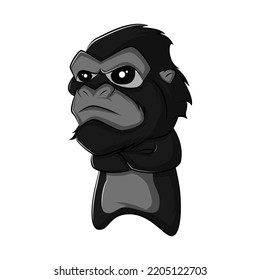 cute kong or gorilla cartoon character. animal vector design suitable with sticker, t-shirt, etc.