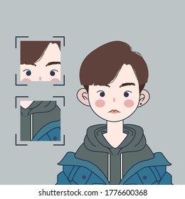 Ilustración del Vector Coreano. Avatar de la moda coreana. Ilustración de un niño asiático.