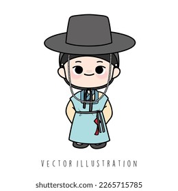 Cute Korean boy vector illustration