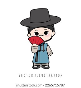 Cute Korean boy vector illustration