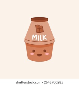 Cute Korean Chocolate Bottle with Face. Cartoon Character Illustration