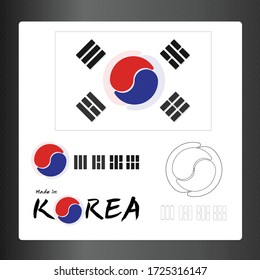 Cute Korean flag and Korean symbol mark design