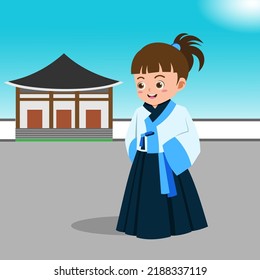 Cute Korean Girl In Chuseok Festival