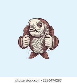 Cute kwaii Boxing fish, fish illustration