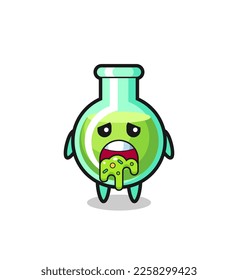 the cute lab beakers character with puke , cute style design for t shirt, sticker, logo element