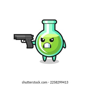 the cute lab beakers character shoot with a gun , cute style design for t shirt, sticker, logo element