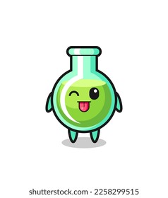 cute lab beakers character in sweet expression while sticking out her tongue , cute style design for t shirt, sticker, logo element