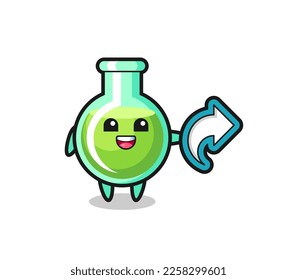 cute lab beakers hold social media share symbol , cute style design for t shirt, sticker, logo element