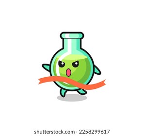cute lab beakers illustration is reaching the finish , cute style design for t shirt, sticker, logo element