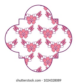 cute label floral delicate flower leaves ornament