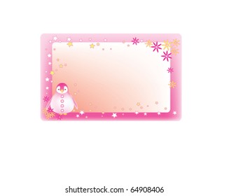 Cute label held in pink with penguin and stars especially for girl