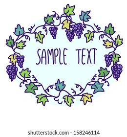 Cute label isolated, vector frame with vine