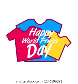 cute label, logo, background with shirt illustration, vector