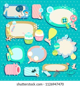 Cute label stickers of summer time. Illustrator 10 EPS.