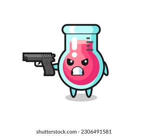 la tira del personaje del beaker de laboratorio con una pistola, diseño de estilo lindo para camiseta, pegatina, elemento logotipo