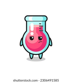 cute laboratory beaker character with suspicious expression , cute style design for t shirt, sticker, logo element