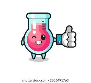 cute laboratory beaker with social media thumbs up symbol , cute style design for t shirt, sticker, logo element