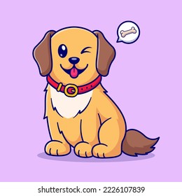 Cute Labrador Dog Sitting Cartoon Vector Icon Illustration. Animal Nature Icon Concept Isolated Premium Vector. Flat Cartoon Style