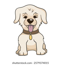 Cute labrador puppy. Colored vector illustration of a funny dog. Hand drawn character isolated on white background