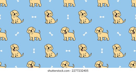 Cute labrador retriever cartoon seamless pattern, vector illustration