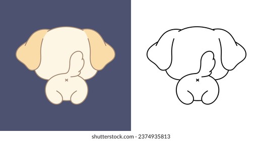 Cute Labrador Retriever Clipart for Coloring Page and Illustration. Happy Clip Art Puppy. Happy Vector Illustration of a Kawaii Pet for Stickers, Baby Shower, Coloring Pages. 