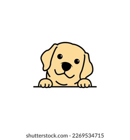 Cute labrador retriever puppy cartoon, vector illustration