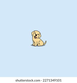 Cute labrador retriever puppy sitting cartoon, vector illustration