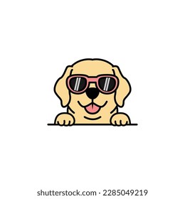 Cute labrador retriever puppy with sunglasses cartoon, vector illustration