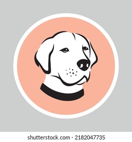 Cute labrador as sticker for web design. Portrait of a pretty little retriever. Lovely puppy as sticker for design websites, logo, icons, signs, applications or social network communication. 