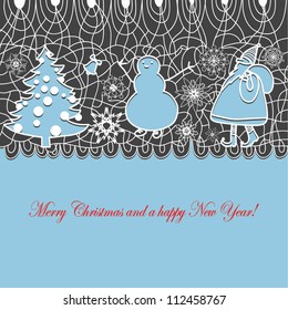 Cute lace christmas card. Vector.