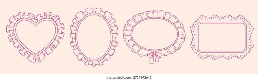 Cute Lace Frame Collection, Hand Drawn Decorative Heart and Oval Borders for Wedding Invitation, Valentine Card, Baby Shower and Romantic Design

Category