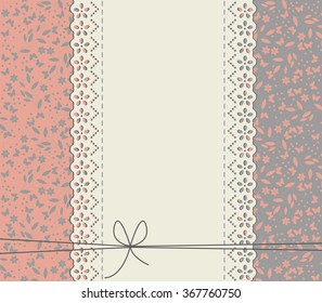 Cute lace frame with flowers and leaves. Perfect template can be used for wedding invitation, greeting card , baby shower and more creative designs.