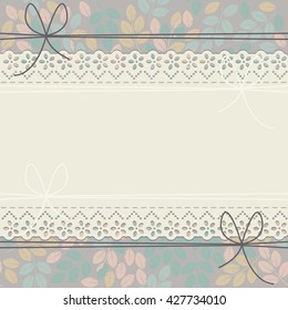 Cute lace frame with stylish colorful leaves can be used for greeting cards, wedding invitations, baby shower and more creative designs.