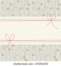 Cute lace frame with stylish herb and red bows can be used for wedding invitation, greeting card , baby shower and more creative designs.