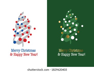 Cute laconit concept xmas tree design element for card, header, invitation, poster, social media, post publication. Minimal Christmas greetings for web and print.
