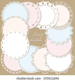 Cute lacy doilies in pastel colors.