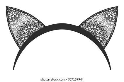 Cute Lacy Headband. Cat Ears.