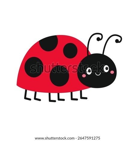 Cute lady bug, lady bird icon. Cute cartoon kawaii funny baby character. Black and red insect. Card Sticker print. Happy Valentines Day. Childish style. Flat design. White background. Isolated. Vector