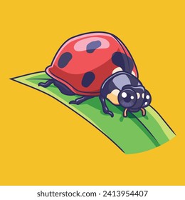 Cute lady bug cartoon character vector Illustration