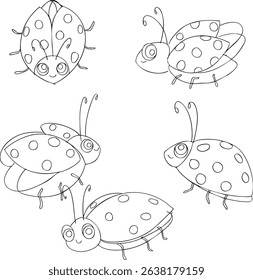 cute lady bug character nature illustration