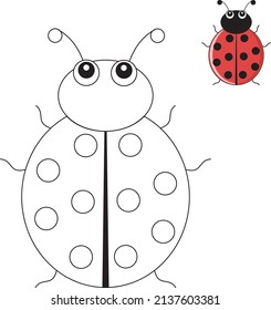  Cute lady bug  coloring activity, kindergarten coloring worksheet, color the insect,  educational children painting game