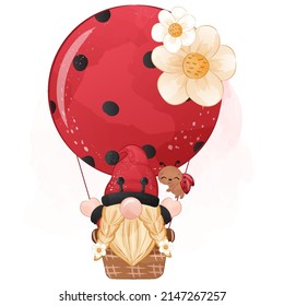 Cute Lady Bug Gnome Illustration