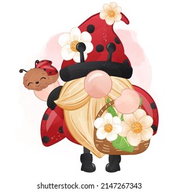 Ilustración de Cute Lady Bug Gnome