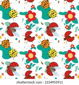 Perros de la dama con flores primaverales sin fisuras. Fondo de verano para telas y papel de envoltura. Textura colorida. 