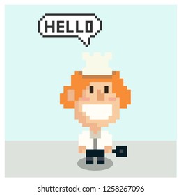 Cute Lady Chef Pixel