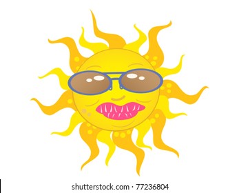 a cute lady sun on white background