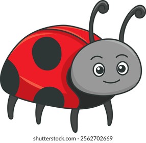 Cute ladybird cartoon. Flat vector illustration. Wild life animals. Cute animal on white background