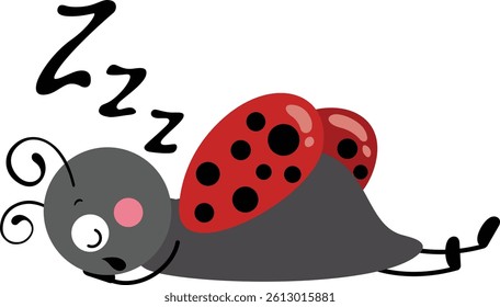 Cute ladybird lying down sleeping
