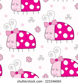 cute ladybird pattern vector illustration