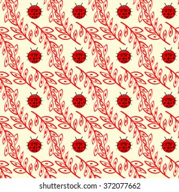 Cute Ladybird vector seamless pattern